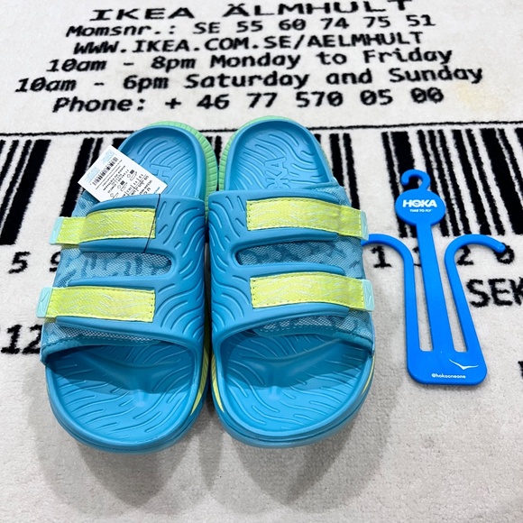 Hoka Ora Luxe Recovery Slides - OCEAN MIST/CITRUS GLOW - Picture 3 of 9